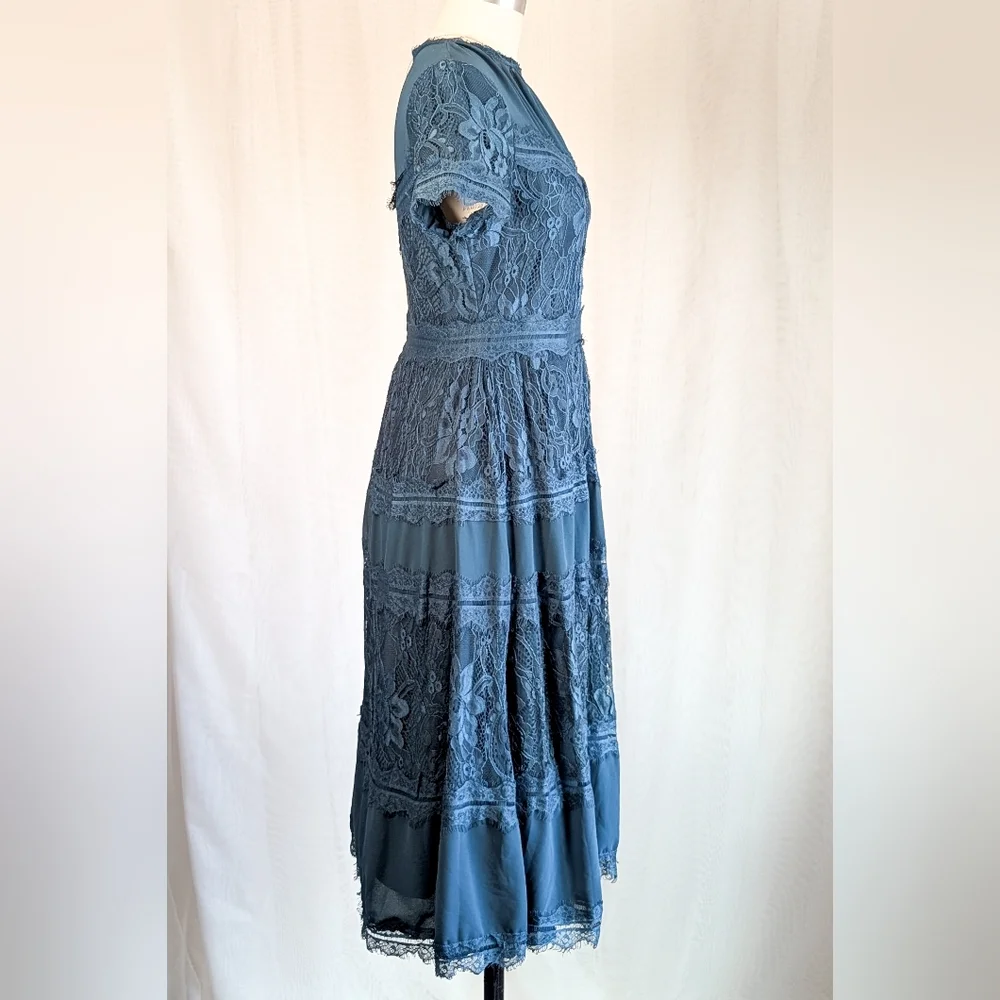 Bohme Teal Eyelash Lace Midi Dress - Picture 4 of 6